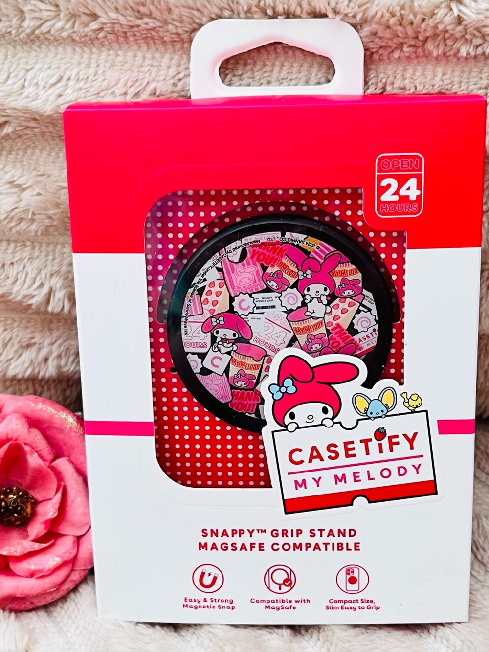 Casetify My Melody Pink & Red Snappy Grip Stand - MagSafe Compatible